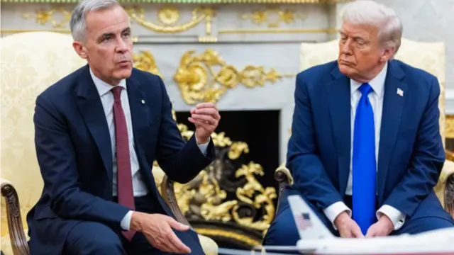 كان الرئيس الأمريكي، دونالد ترامب، قد التقي رئيس الوزراء الكندي، مارك كارني في البيت الأبيض، أكتوبر 2025.

